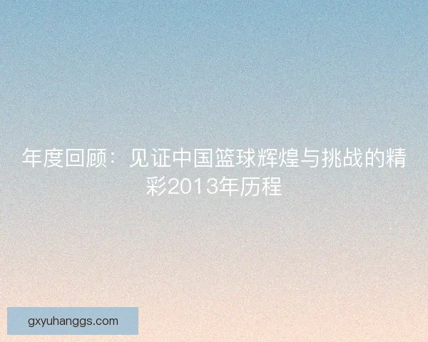 年度回顾：见证中国篮球辉煌与挑战的精彩2013年历程