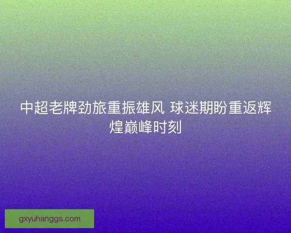 中超老牌劲旅重振雄风 球迷期盼重返辉煌巅峰时刻 中超老牌劲旅重振雄风 球迷期盼重返辉煌巅峰时刻