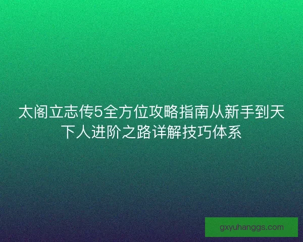 太阁立志传5全方位攻略指南从新手到天下人进阶之路详解技巧体系
