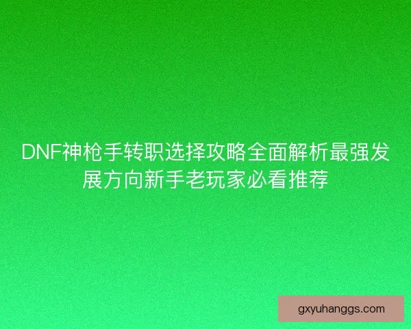 DNF神枪手转职选择攻略全面解析最强发展方向新手老玩家必看推荐 DNF神枪手转职选择攻略全面解析最强发展方向新手老玩家必看推荐